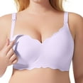 thumbnail image 2 of khonts,Women's Nursing Seamless Support Bras Maternity Wireless Pregnancy Bra Comfort Sleep Bralettes for Breastfeeding Purple L, 2 of 6