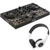 Hercules AMS-DJC-INPULSE-200 2 Channel DJ Controller for DJUCED Bundle with Bytech Stereo White Headphones