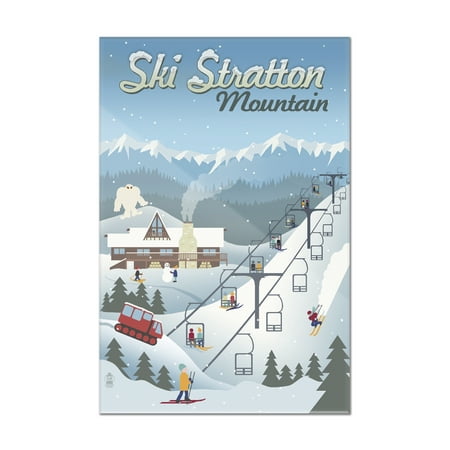 Stratton Mountain, Vermont - Retro Ski Resort - Lantern Press Artwork (8x12 Acrylic Wall