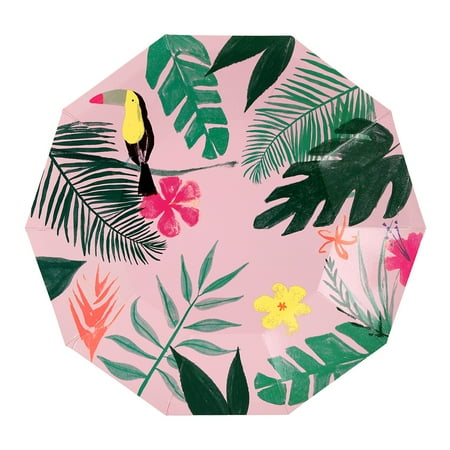 Meri Meri Pink Tropical Lg Plate , 12ct