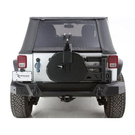 Rampage by RealTruck Rear Trail Guard Bumper for Jeep Wrangler JK | Tire Carrier, Steel, Black | 9950919 | Compatible with 2007 - 2018 Jeep Wrangler JK Unlimited