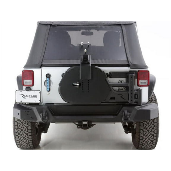 Rampage by RealTruck Rear Trail Guard Bumper for Jeep Wrangler JK | Tire Carrier, Steel, Black | 9950919 | Compatible with 2007 - 2018 Jeep Wrangler JK Unlimited