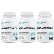 Puregen Labs Kidney-Vite Premier Kidney, Renal Support Supplement - 100 Tablets - 3 Pack
