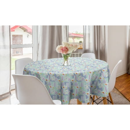 

Abstract Round Tablecloth Illustration of Floral Pattern Quirky Pastel Scattered on Background Circle Table Cloth Cover for Dining Room Kitchen Decor 60 Pale Seafoam Multicolor by Ambesonne