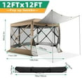 thumbnail image 3 of HOTEEL 12'x12' Pop Up Gazebo Screen Tent, Waterproof, UV Resistant, Camping Gazebo with Mosquito Nettings, Carrying Bag,Khaki, 3 of 12