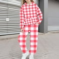 thumbnail image 2 of Nskgu Girls Clothes 2 Piece Fashion Fall Outfits Plaid Oversize Pullover Sweatshirt and Sweatpant Sweatsuit Sets with Pockets, 2 of 5