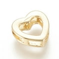 thumbnail image 2 of Brass Slide Charms Long-Lasting Plated Heart Real 18K Gold Plated 10x10x3.5mm Hole: 1.5~2x3~4mm, 2 of 2