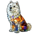 thumbnail image 3 of YaoZQ Samoyed Dog Night Light Sitting Puppy Resin Statue Stained Glass Style Animal Lamp for Bedroom Decor 6.7 Inch, 3 of 6