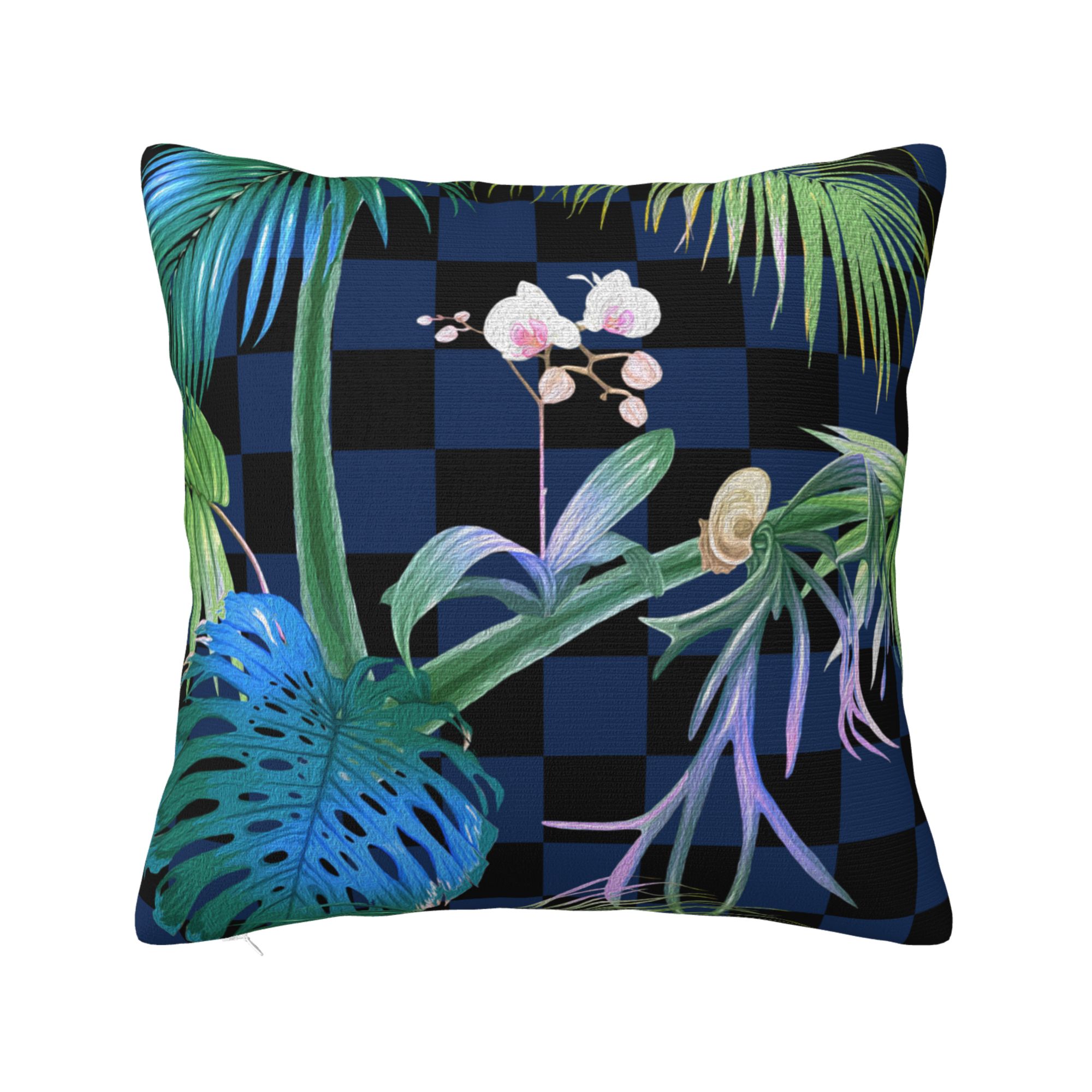 ZICANCN Decorative Throw Pillow Covers , Checkerboard Tropical Plant