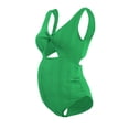 thumbnail image 5 of Rotm Swim Suit for Pregnant Women Seamless Maternity One Piece Swimsuit One Size Fits Bathing Suit Ribbed U-Shaped Back Pregnancy Swimwear Green,M, 5 of 6
