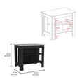 thumbnail image 3 of Dozza Kitchen Island with 3 Shelves, Black &amp; Ibiza Marble Finish. Spacious 40.5"W Top, 29.2"H Legroom for Meal Prep. Durable Particle Board, Easy Assembly. Perfect for Kitchen &amp; Dining Spaces, 3 of 7