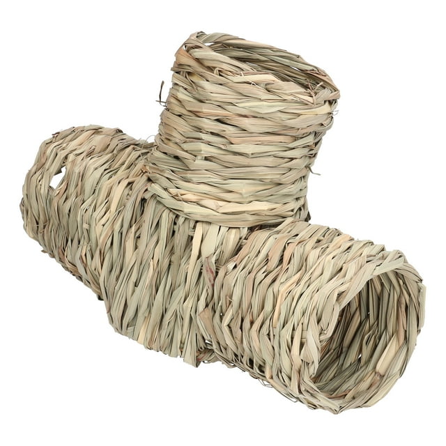 Hideaway Grass Tunnel Toy, Durable Grass Hamster Tunnel Natural Lightweight With Four Open Entrances For Rats Syrian Hamster Ferrets Guinea Pig