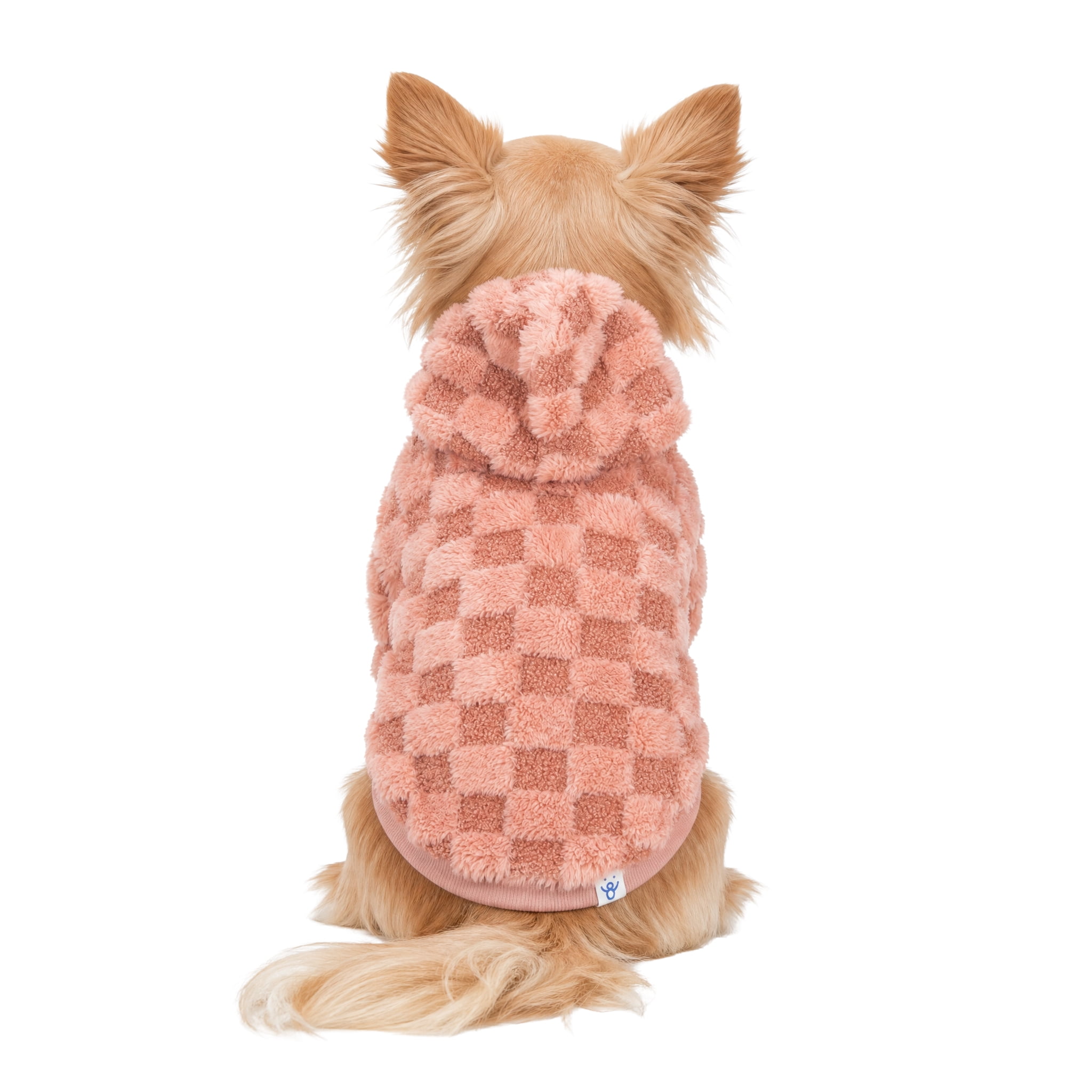 Oodles Checkerboard Fall Sherpa Dog Hoodie, Red, XS