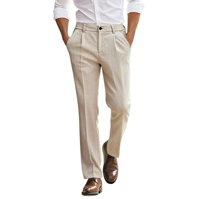 Pantalon Habillé Décontracté pour Homme, Couleur Unie, Jambe Droite, Coupe Ajustée, pour Tenue Formelle et de Travail, Style Classique Moderne, Design Confortable et Ajusté