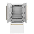 thumbnail image 4 of ZLINE RBIVZWM36CB 19.6 Cu. Ft. Counter Depth White Matte with Champagne Bronze Accents 3-Door French Door Refrigerator, 4 of 5