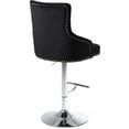 thumbnail image 3 of Meridian Furniture Claude Collection Tabouret de Bar / Comptoir Réglable Moderne / Contemporain Rembourré en Velours avec Base en Métal Chromé Poli, 20.5 Pouces L x 22 Pouces P x 42 Pouces-50 Pouces H, Noir, 3 of 7