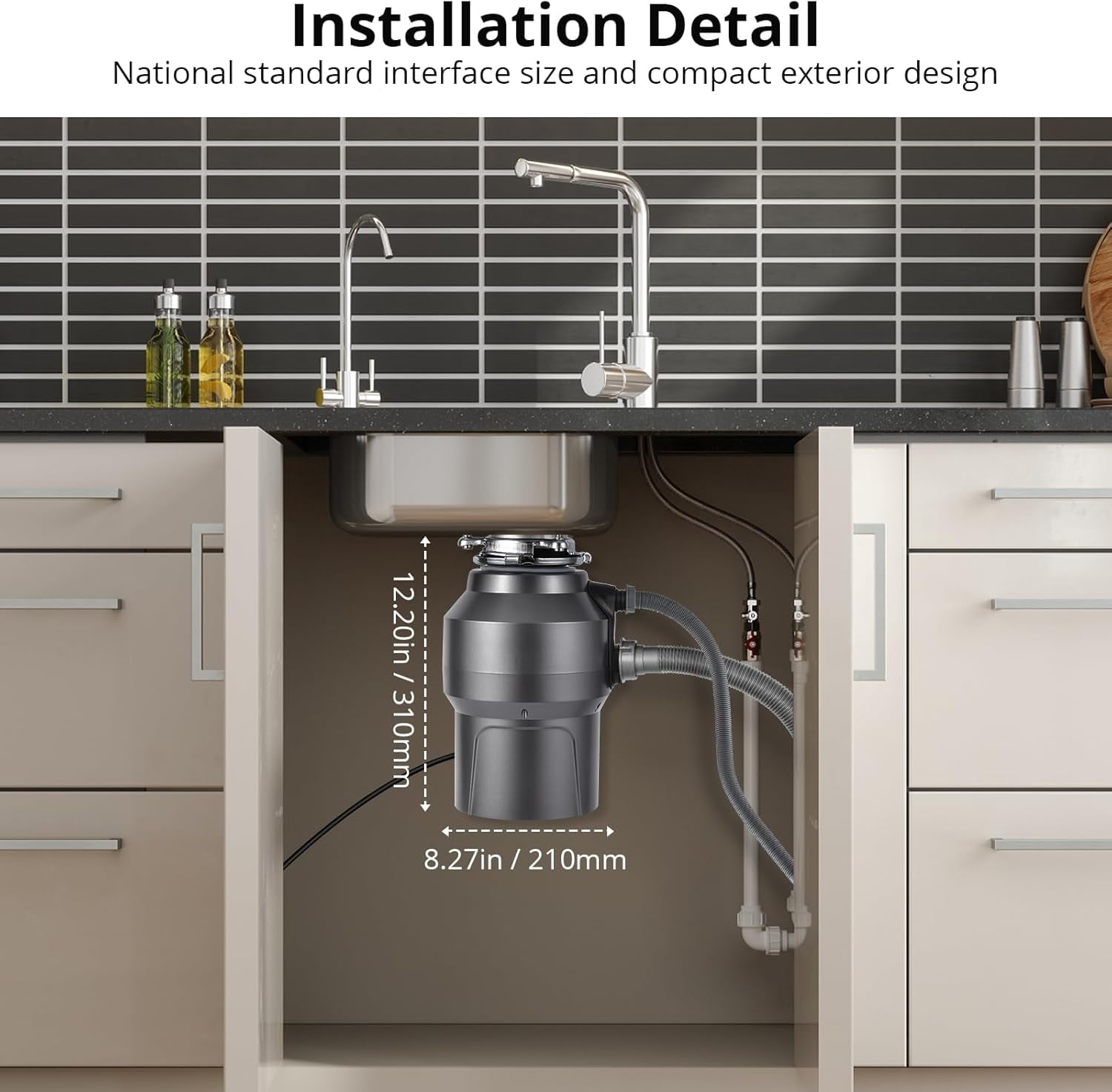 ChaoLink 1/2HP Garbage Disposal, 380W 110V Food Waste Disposer, Continuous Feed, 14" Cord, 3500RPM, Wireless Switch