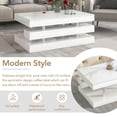 thumbnail image 4 of EUROCO 39.3" 2-Tier Coffee Table with Silver Metal Legs, Rectangle Cocktail Table with High-gloss UV Surface, Minimalist Design Center Table for Living Room, White, 4 of 8