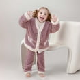 thumbnail image 2 of LYHaoo Girls Nightgowns Boys And Girls' Flannel Clothes Long Sleeve And Pants Winter Warm Soft Fuzzy Homewear With Sweatpants 4-5 Years(Multicolor), 2 of 5