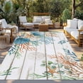 thumbnail image 2 of Beach Coastal Outdoor Rug for Patio/Deck/Porch, Non-Slip Large Area Rug 4 x 6 Ft, Summer Nautical Coral Shell Botanical Vintage Indoor Outdoor Rugs Washable Area Rugs, Camping Rug Carpet Runner, 2 of 8