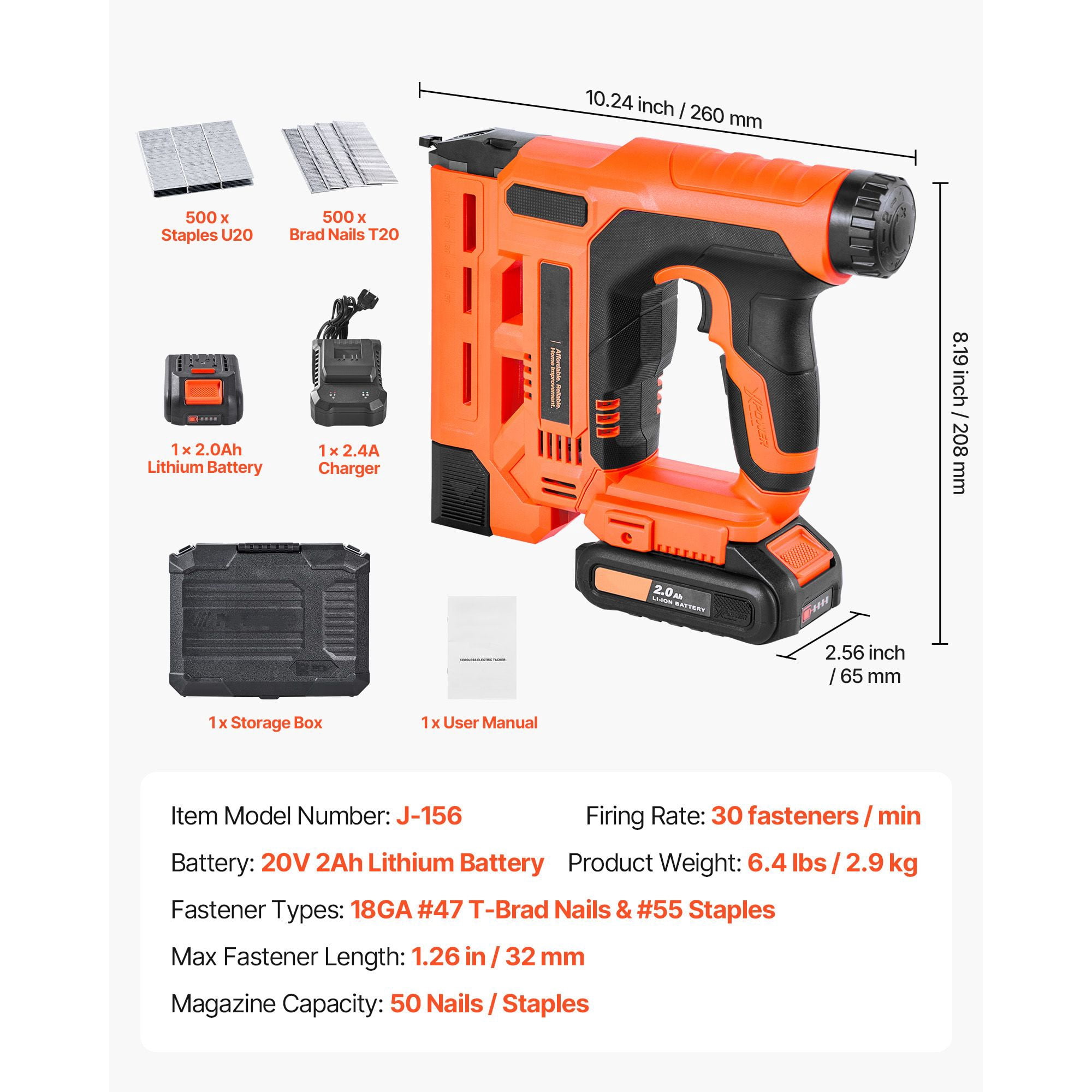 Dranite Cordless Brad Nailer and Staple Gun 2-in-1 Combo Kit, 18 Gauge, Includes 500 Nails and 500 Staples with Battery and Charger, for Woodworking and DIY Projects