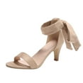 thumbnail image 2 of AXXD Women Beige Sandals Clearance Under $10 Summer Casual Peep Toe Sandals Bowknot Solid Color High Heel Shoes, 2 of 4