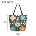 thumbnail image 5 of FORMRS Womens Canvas Tote Bag with Zipper Inner Pocket Shoulder Handbag, Blue Geometric Flowers, 5 of 7