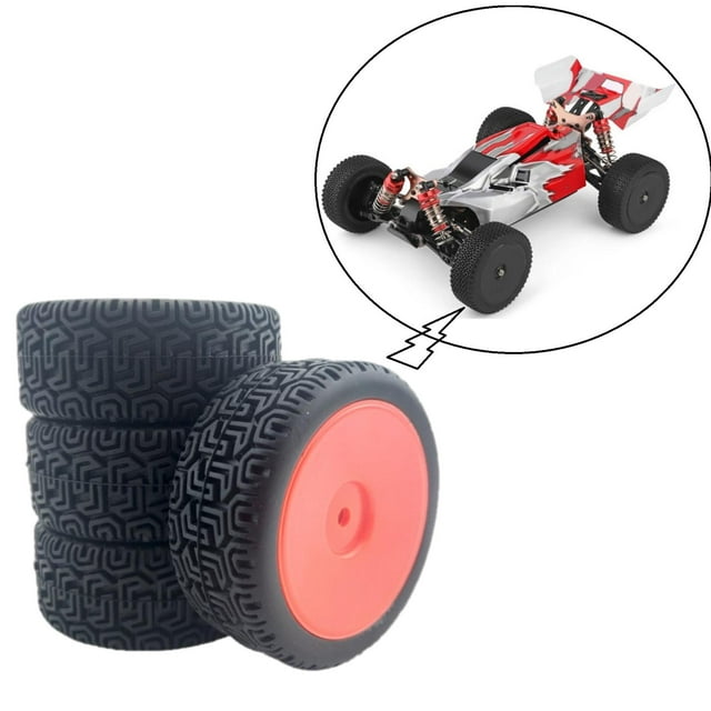 Paquete de 4 Neumáticos de Goma Hugo 66mm para 1/14 1/16 1/10 Crawler Accesorios Rojo