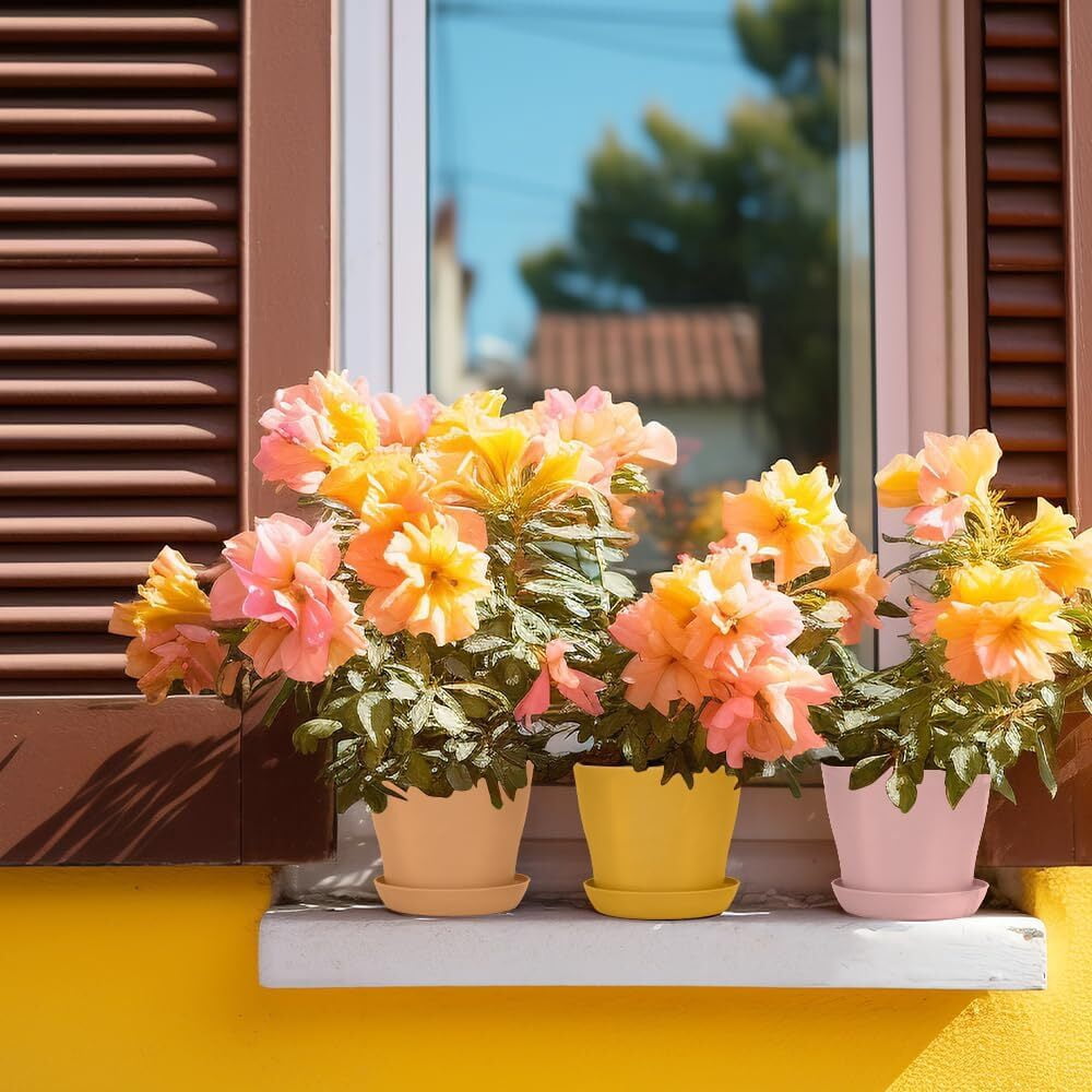 16 Pack Plant Pots Indoor Outdoor, 3.8" Plant Flower Pots with Drainage Holes and Saucers,Flower Planter Pots for Indoor House Plants,Colorful Plastic Small Pots for Plants Succulent Nursery Pots