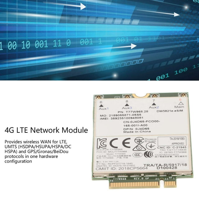 Módulo de red LTE 4G Bling Bling para computadora portátil Dell compatible con red Cat16 E ESIM de 1 GBPS Módulo de tarjeta de red T77W968
