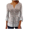 thumbnail image 3 of QATAINLAV Women's 3/4 Sleeve Tops Casual Button Down Shirts Fashion Floral Print Tees Loose Pleated Hide Belly Tunic Top Vacation Beach Outfits Multicolor XL, 3 of 9