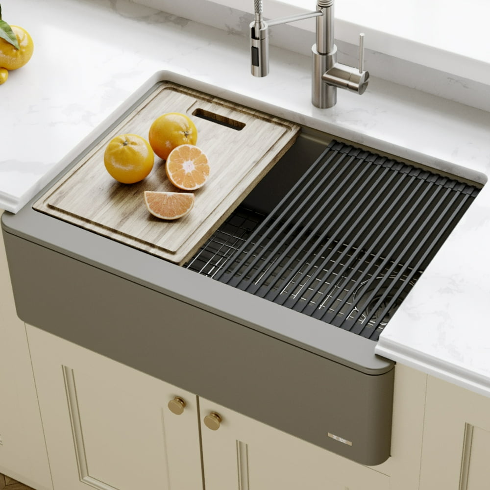 KRAUS Bellucci™ 30inch Granite Quartz Composite Farmhouse Flat Apron