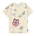thumbnail image 4 of Summer Savings Holiday Deals 2025! QTOCIO Toddler Girl Clothes, Summer Girls Shirts, Children's Printed Casual Round Neck Short Sleeved Shirt Mid Size Children's Casual T-shirt, Beige, 3 Years, 4 of 7