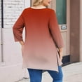 thumbnail image 5 of YanHoo Women's Plus Size Tops Oversized 3/4 Sleeve Loose Fit Tunic Tops for Leggings Gradient Print Crewneck Handkerchief Hem Work Blouse Red,XXL, 5 of 6