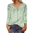 thumbnail image 2 of YDKZYMD Women's Black V Neck Clothes Cute Printed T Shirts Plus Size 3/4 Sleeve Blouses Graphic Casual Sexy Tops for Women Green L, 2 of 5