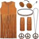 thumbnail image 1 of 9 Pieces Women Hippy Costumes Set 60s 70s Women Fringe Hippie Vest Earring Necklace Headband Tassel Legs Set zhangyuxiang LED, 1 of 2