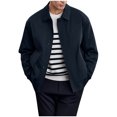thumbnail image 2 of Timoontee Men's Fall Jacket Daily Casual Workout Jacket Long Sleeve Lapel Jacket Warm Thickened Jacket Solid Button Zip Up Jacket Coat Navy L, 2 of 10