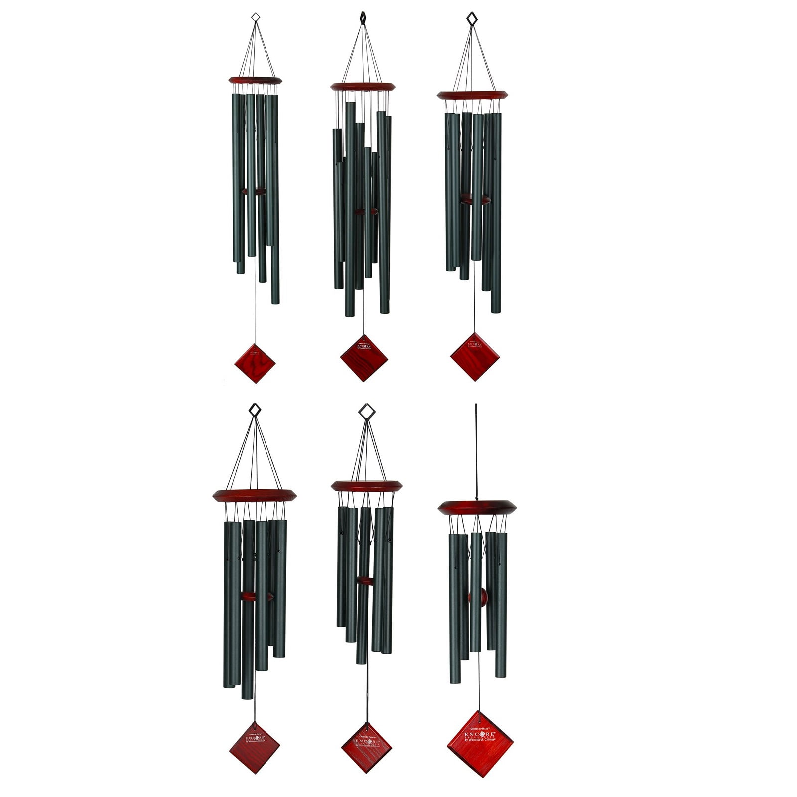 Woodstock Encore Collection Evergreen Wind Chimes Set of 6 17 to 54