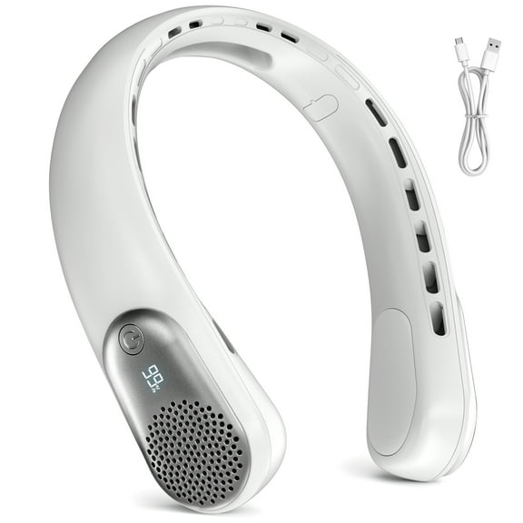 Jkjoy Portable Neck Fan with LED Display,Headphone Wearable Personal Fan, Hands Free Rechargeable 5200Mah Battery