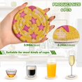 thumbnail image 2 of Yayeee 6 PCS Drink Coasters with Holder Set Woven Absorbent Round Tabletop Hot Pad, Large Pink Stars, 2 of 7