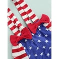 thumbnail image 6 of Kiapeise Kiapeise 3PCS Baby Girls Outfits Fly Sleeve Round Neck Shirt Tops Stripe / Heart Star Pattern Suspenders Shorts Headband Independence Day Sets, 6 of 9