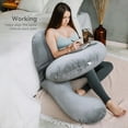 thumbnail image 5 of Pregnancy Pillow, Caveen Full Body Maternity Pillow for Side Sleeping, with Adjustable Wedge Pillow and Velvet Cover, Washable, Grey, 5 of 11