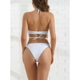 thumbnail image 3 of DARING DIVA Women's Halter Bikini Sets Double Lace Up Tie Back X-Small White, 3 of 6