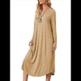 thumbnail image 3 of Pijama de Mujer con Cuello Redondo, Larga y Bolsillos Caqui L, 3 of 9
