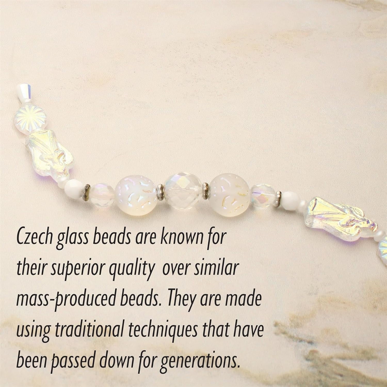 The Beadsmith Czech Glass Strands - High Quality, Pressed & Table Cut Beads – 6 x 7-Inch Strands, 23 Beads Per Strand – Crystal Angels Mix – For Jewelry Making, Decorations & DIY Crafts