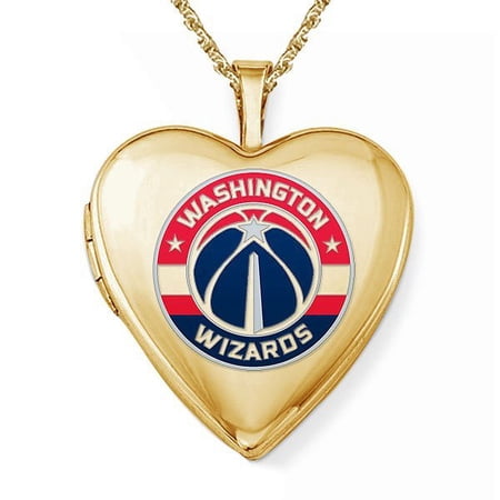 14k Yellow Gold Washington Wizards Heart Locket – 3/4 inch x 3/4 inch