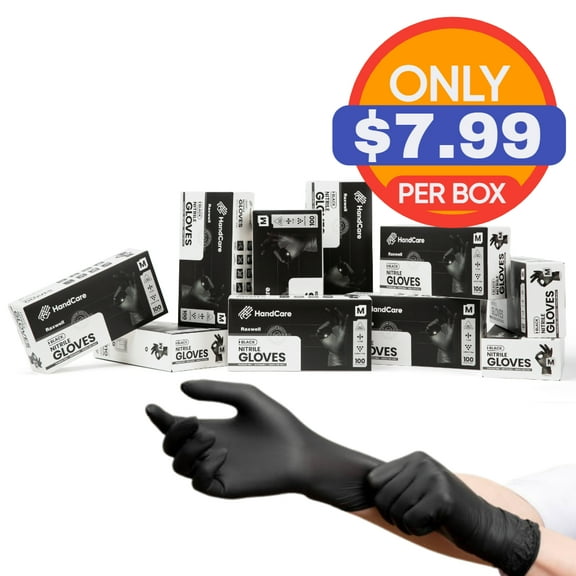Black Nitrile Gloves - Exam Grade, Powder Free (4 Mil) Small