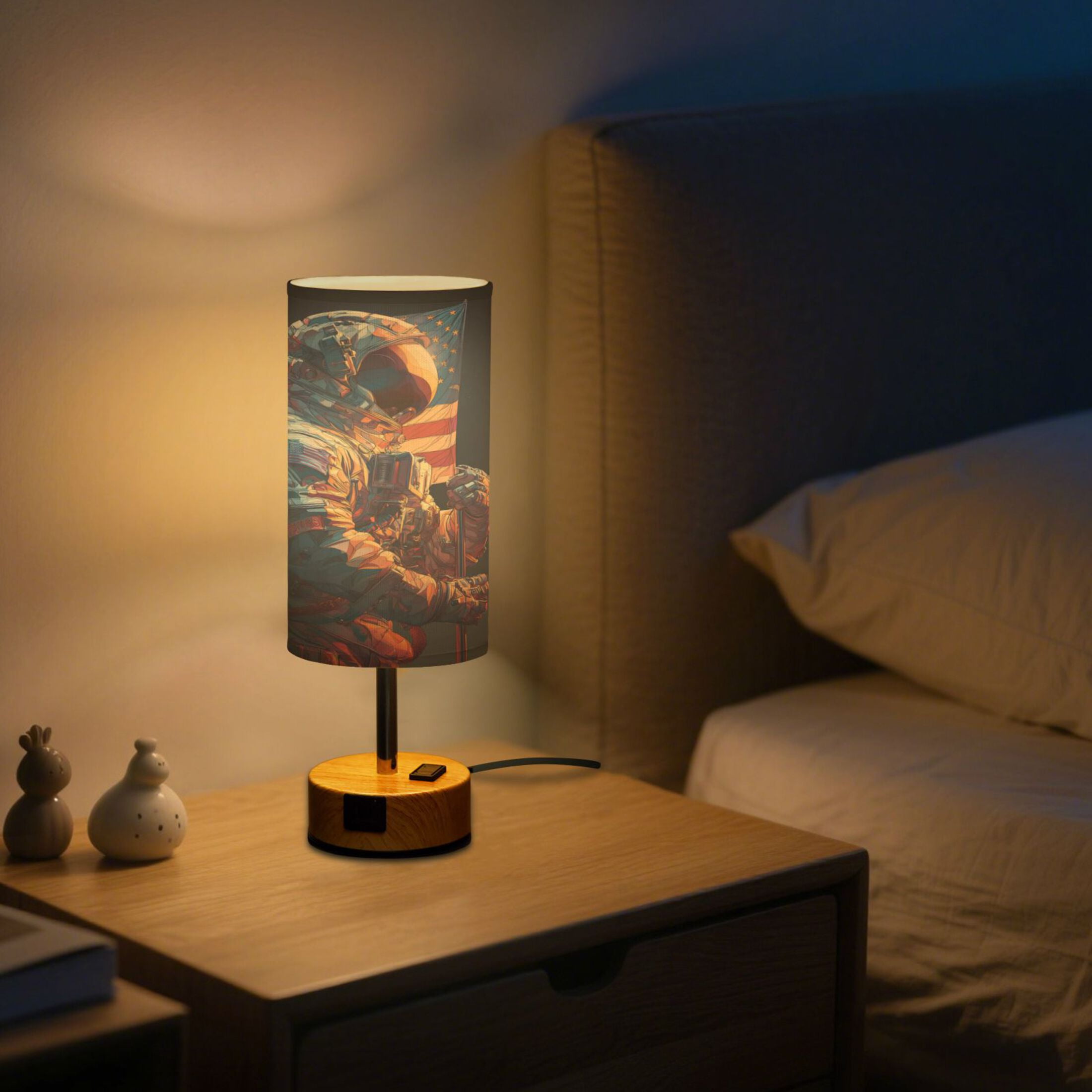 Touch-Control 3-Color Desk Lamp with Plug – Energy-Saving LED + 3 Simultaneous Charging Ports American Astronaut