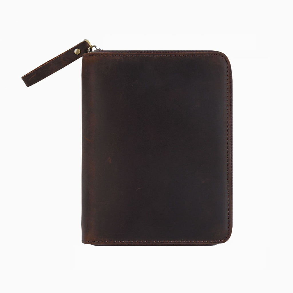 Zippered Leather Cover for 3.5x5.5Inch Pocket Journal Notebook Field Notebook
