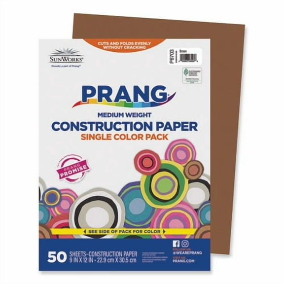 SunWorks Construction Paper, 58 lb Text Weight, 9 x 12, Brown, 50/Pack | Bundle of 2